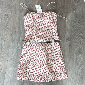 2 piece floral linen blend zara set